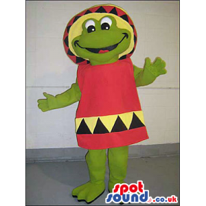 Customizable Green Frog Plush Mascot With Red And Yellow