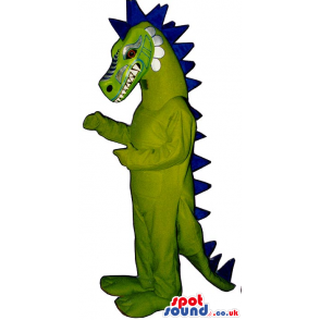 Original Terrifying Green Dragon Mascot With A Blue Spikes -