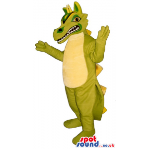 Exotic Green Dragon Plush Mascot With A Pattern On Its Head -