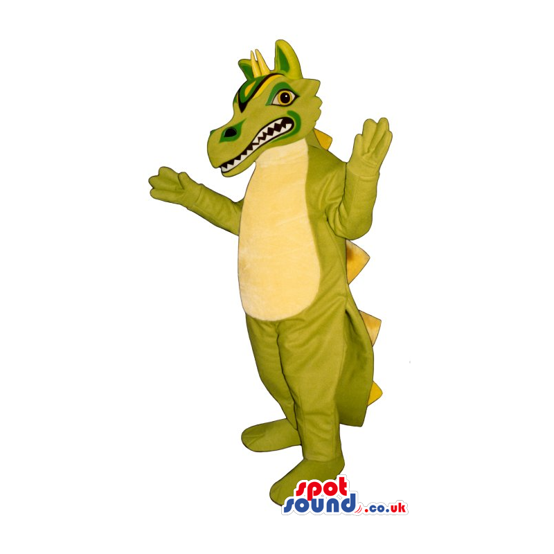 Exotic Green Dragon Plush Mascot With A Pattern On Its Head -