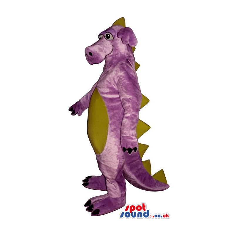 Purple Dragon Plush Mascot With A Beige Belly And Spikes -