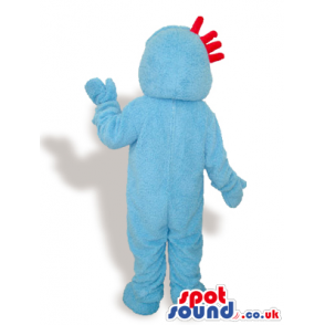 Customizable All Blue Plush Mascot With Four Red Hairs - Custom