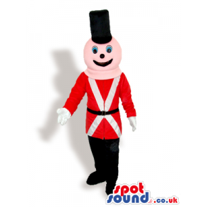 Children'S Toy Soldier Mascot With A Round Pink Head - Custom