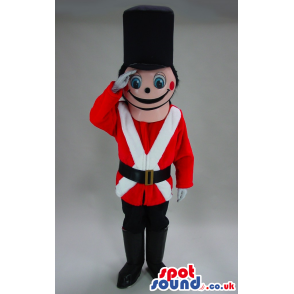 Children'S Toy Soldier Mascot With A Round Pink Head - Custom