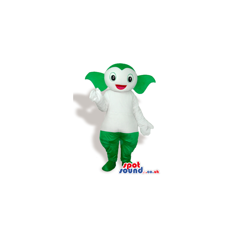 Customizable Green Plush Alien Mascot With A White Body -