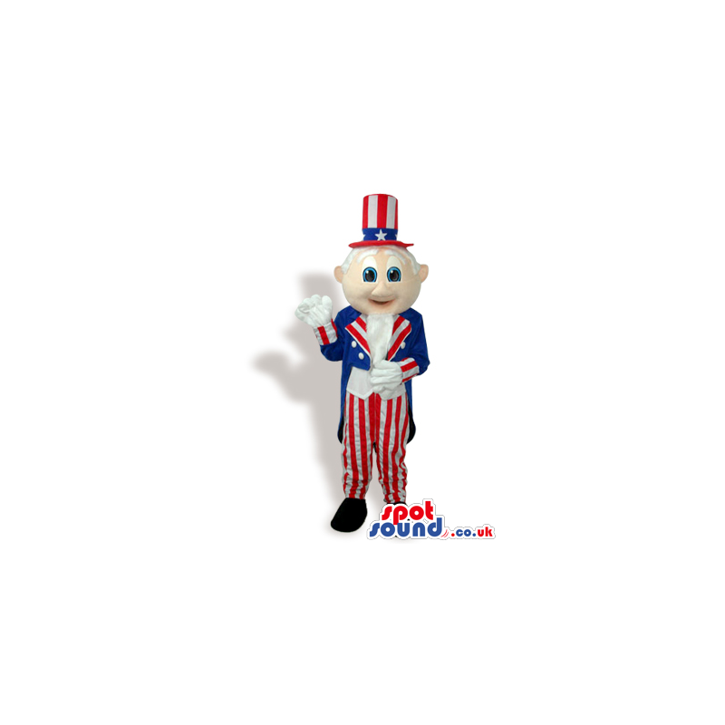 Uncle Sam Plush Mascot Wearing American Flag Garments - Custom