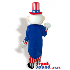 Uncle Sam Plush Mascot Wearing American Flag Garments - Custom