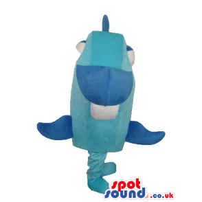 Cute Blue And Dark Blue Fish Mascot With Big Eyes - Custom