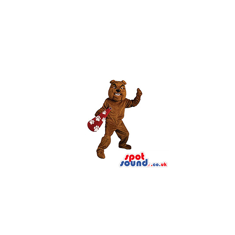 Customizable All Brown Angry Dog Plush Mascot With A Cone -