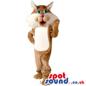 Brown Bunny Plush Mascot With White Belly And Wide Face -