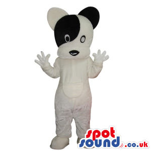 Adorable White And Black Dog Pet Plush Mascot With Round Head -