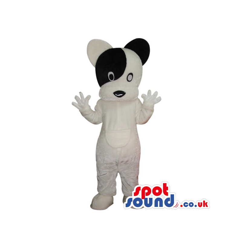 Adorable White And Black Dog Pet Plush Mascot With Round Head -