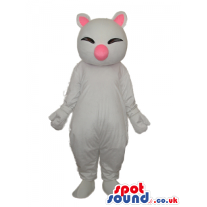 Oriental White Cat Animal Plush Mascot With A Pink Nose -