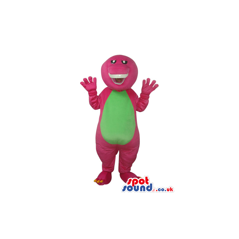 Funny Pink Dinosaur Plush Mascot With A Green Belly - Custom