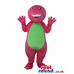 Funny Pink Dinosaur Plush Mascot With A Green Belly - Custom
