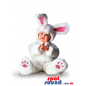 Baby Size White And Pink Rabbit Bunny Plush Costume - Custom