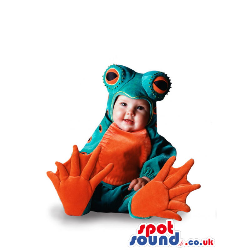 Cute Baby Size Green And Orange Frog Plush Costume - Custom