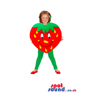 Cute Red Strawberry Fruit Children Size Disguise With A Face -