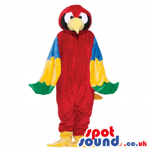 Red Colorful Parrot Bird Plush Mascot With Yellow Beak - Custom