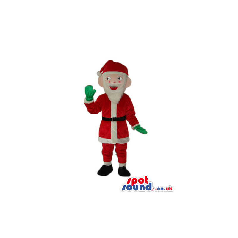 Santa Claus Human Plush Mascot Wearing Green Gloves - Custom