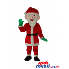 Santa Claus Human Plush Mascot Wearing Green Gloves - Custom