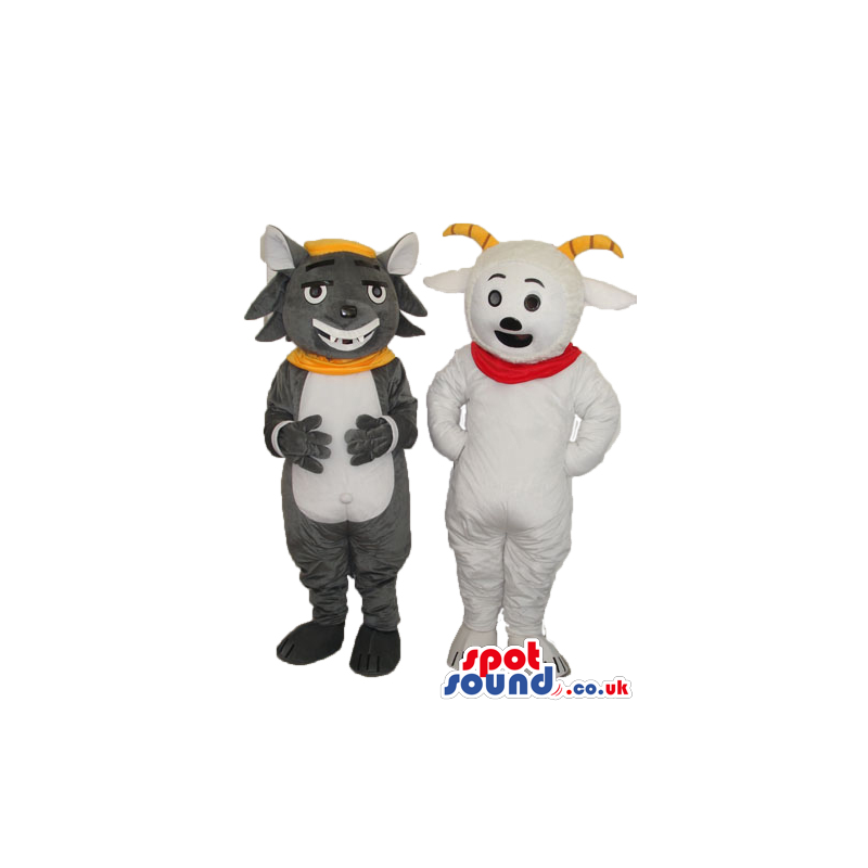 Two Original Goat And Cat Animal Plush Couple Mascots - Custom