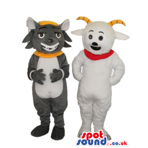 Two Original Goat And Cat Animal Plush Couple Mascots - Custom