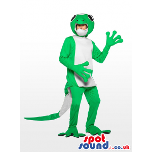 Awesome Green And White Lizard Plush Costume Mascot - Custom