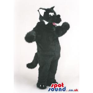 Professional Black dog adult mascot with cute pose