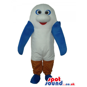 Cute Blue And White Blue Fish Mascot With A Big Nose - Custom