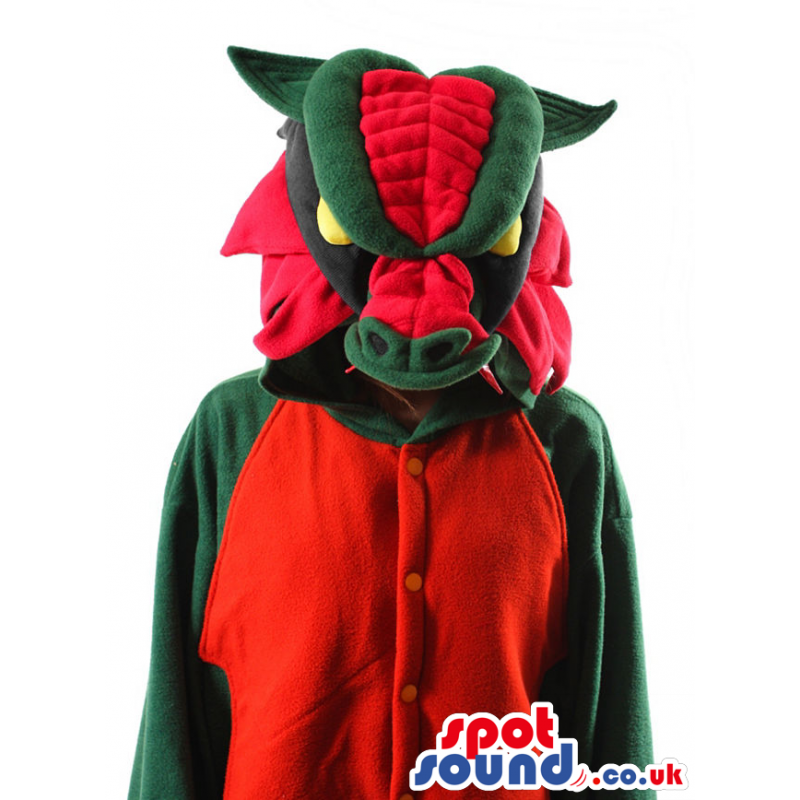 Red And Green Dragon Plush Mascot Or Adult Costume - Custom