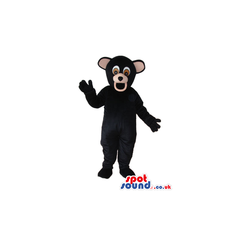 All Black Bear Animal Plush Mascot With A Round Ears - Custom