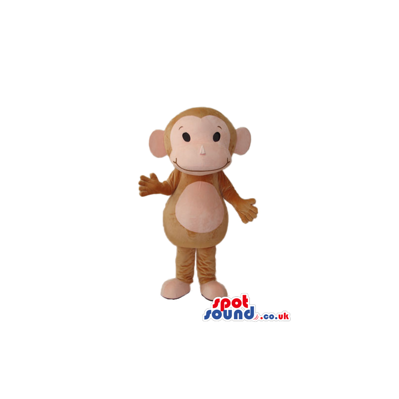 Brown Plush Monkey Mascot With A Pink Belly And Face - Custom