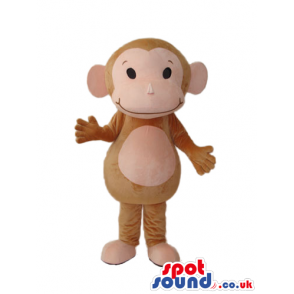Brown Plush Monkey Mascot With A Pink Belly And Face - Custom