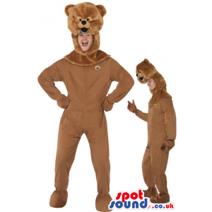 Cute All Brown Teddy Bear Plush Adult Size Costume - Custom