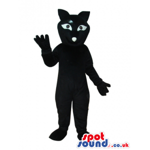 Oriental Black Cat Mascot With A Long Eyes And A Dot - Custom