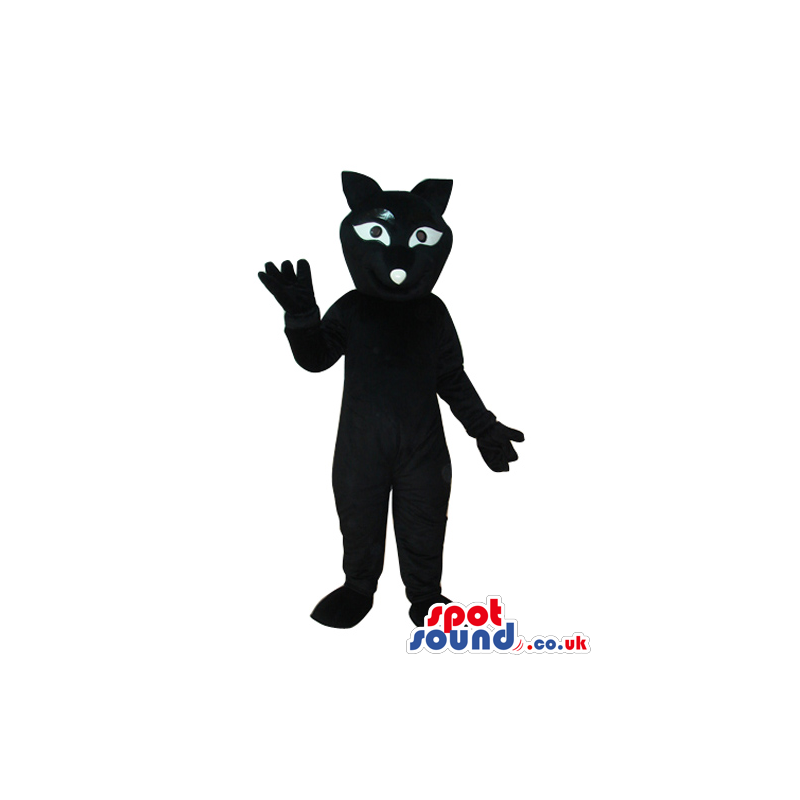 Oriental Black Cat Mascot With A Long Eyes And A Dot - Custom