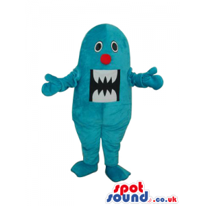 All Blue Monster Plush Mascot With A Funny Mouth With Teeth -