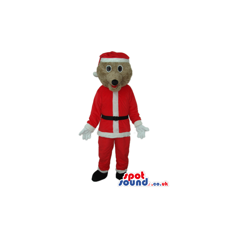 Santa Claus Dog Plush Mascot Wearing White Gloves - Custom