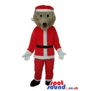Santa Claus Dog Plush Mascot Wearing White Gloves - Custom
