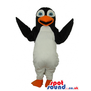 Penguin Animal Plush Mascot With Round Blue Eyes And Open Mouth