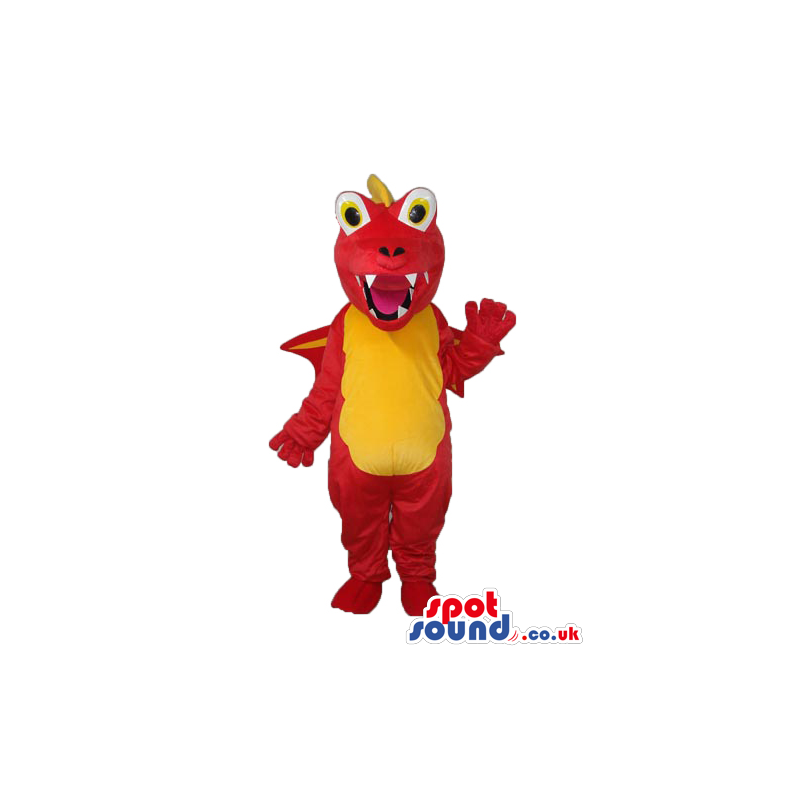 Red Monster Plush Mascot With A Yellow Belly And Eyes - Custom