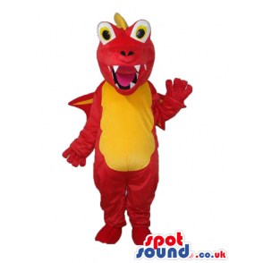 Red Monster Plush Mascot With A Yellow Belly And Eyes - Custom