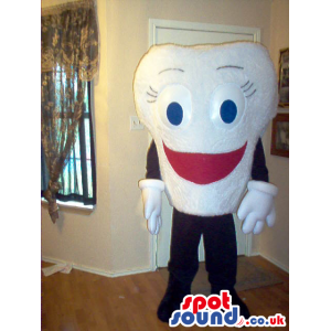 Customizable White Tooth Funny Mascot With Red Smile - Custom