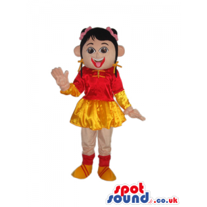 Oriental Girl Character Mascot Wearing Shinny Garments - Custom