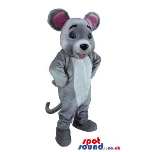 Little funny mouse mascot keeping his hands on the waist