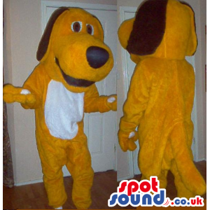 Customizable Two Yellow Dog Mascots With A White Belly - Custom