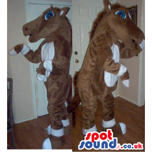 Customizable Two Brown Horse Mascots With A White Belly -
