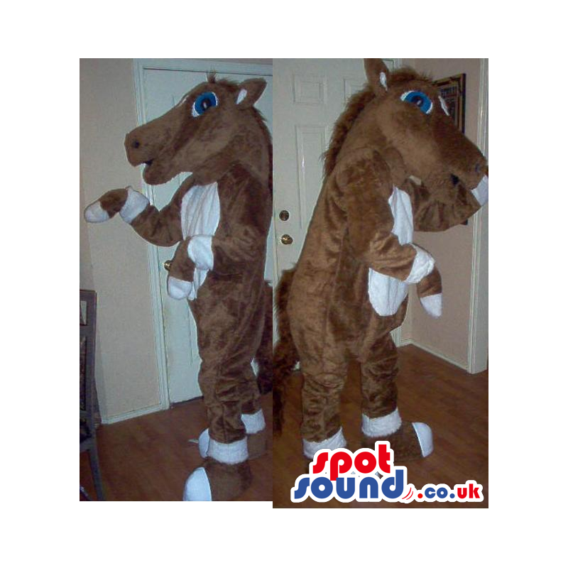 Customizable Two Brown Horse Mascots With A White Belly -