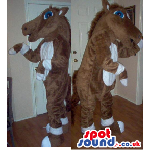 Customizable Two Brown Horse Mascots With A White Belly -